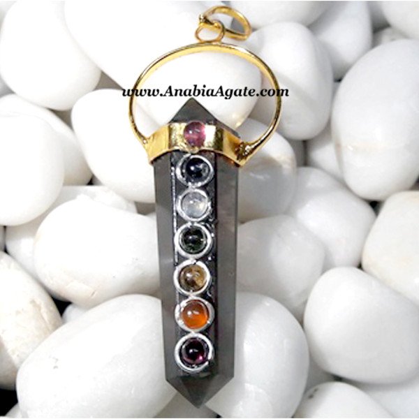 Smoky Quartz Double Point Chakra Pencil Pendant - Balancing Energy Necklace