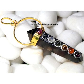 Smoky Quartz Double Point Chakra Pencil Pendant - Balancing Energy Necklace