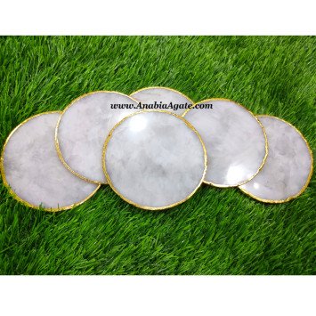 Snow Quartz Golden Electroplated Coasters - Elegant Decor