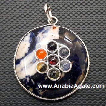 Sodalite Chakra Disc Pendant - Balance Your Energy Centers