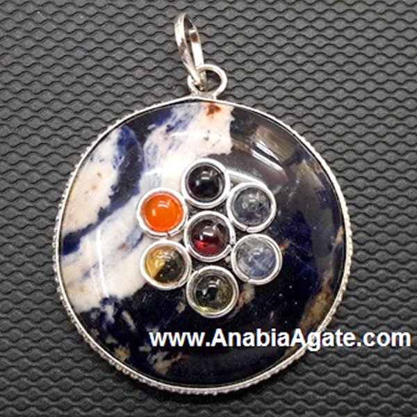 Sodalite Chakra Disc Pendant - Balance Your Energy Centers