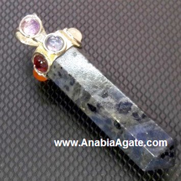 Sodalite Chakra Pencil Pendant - Balancing Energy and Elegance