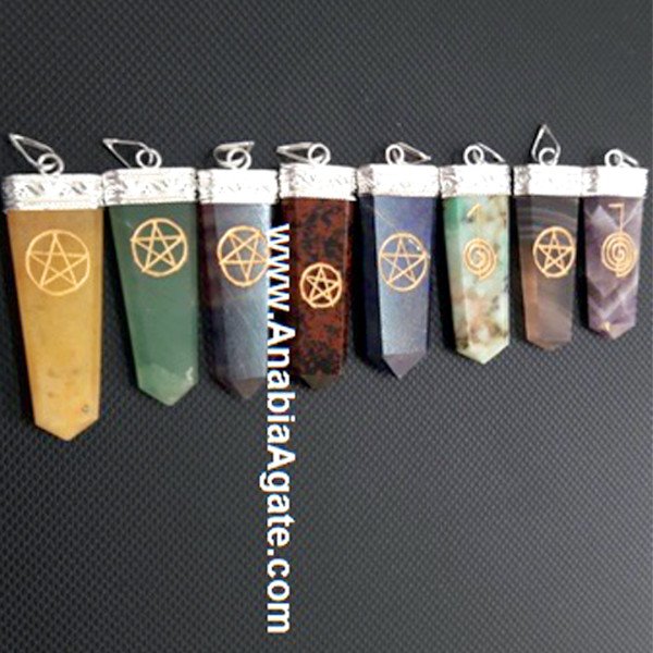 Star, Cho Ku Rei Engraved Gemstone Pendants | Healing Crystals