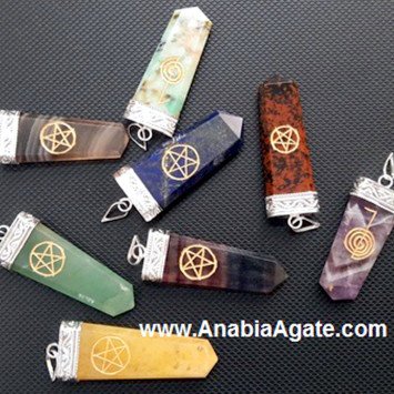 Star, Cho Ku Rei Engraved Gemstone Pendants | Healing Crystals