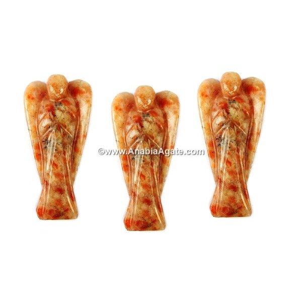 Sunstone 2 Inch Angel Figurines - Handcrafted Gemstone Collectibles