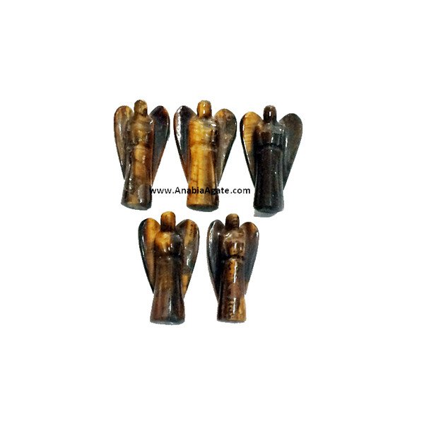Tiger Eye 1 Inch Angel Figurines - Hand-Carved Gemstone Collectibles