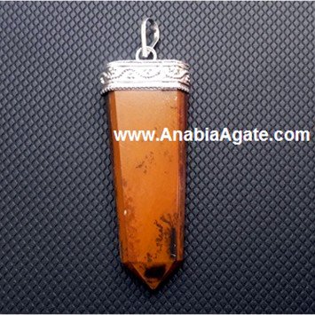 Tiger Eye Flat Stick Pendant | Handcrafted Gemstone Jewelry