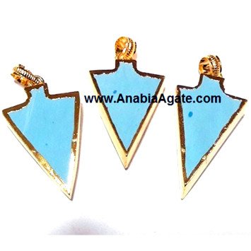 Turquoise Electroplated Arrowhead Pendants | Unique Handcrafted Jewelry