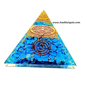 Turquoise Orgone Pyramid with Star of David Symbol | Energy Healing Pyramid