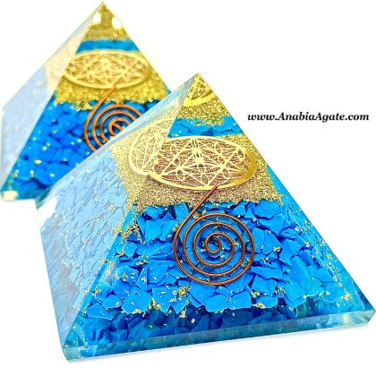 Turquoise Orgone Pyramid with Star of David Symbol | Energy Healing Pyramid