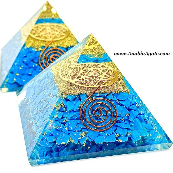 Turquoise Orgone Pyramid with Star of David Symbol | Energy Healing Pyramid