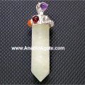 White Agate Chakra Pencil Pendant 2 Inches - Natural Crystal Necklace