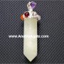 White Agate Chakra Pencil Pendant 2 Inches - Natural Crystal Necklace