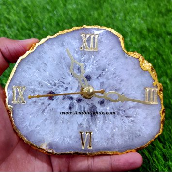 White Quartz Coaster Clock with Metal Stand - Elegant Home Decor