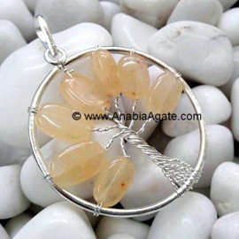Yellow Aventurine Chips Tree Metal Pendant – Nature-Inspired Jewelry